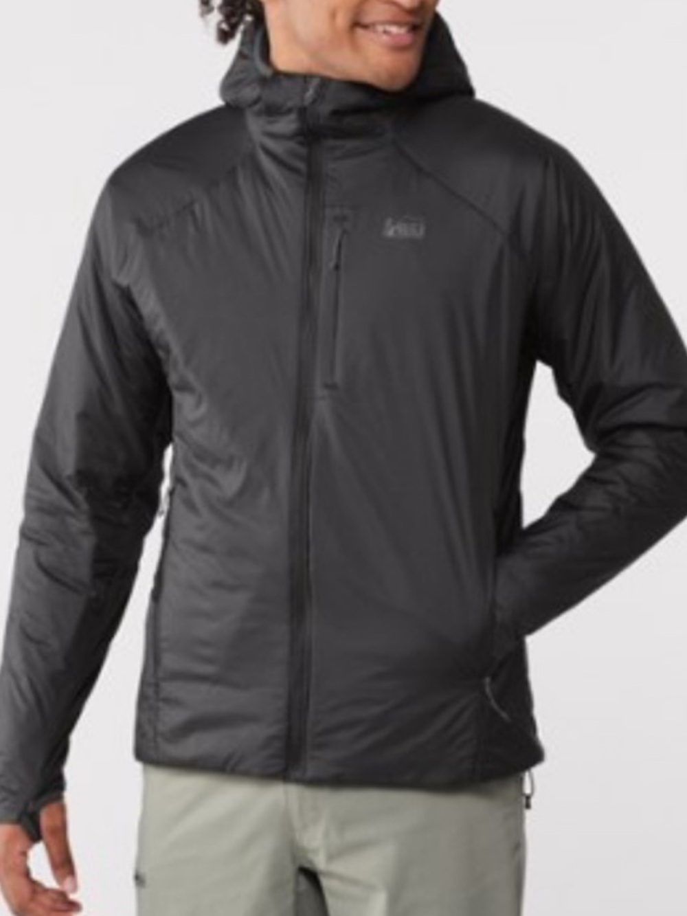 REI Men's Flash Insulated Hybrid Hoodie Jacket Black Large